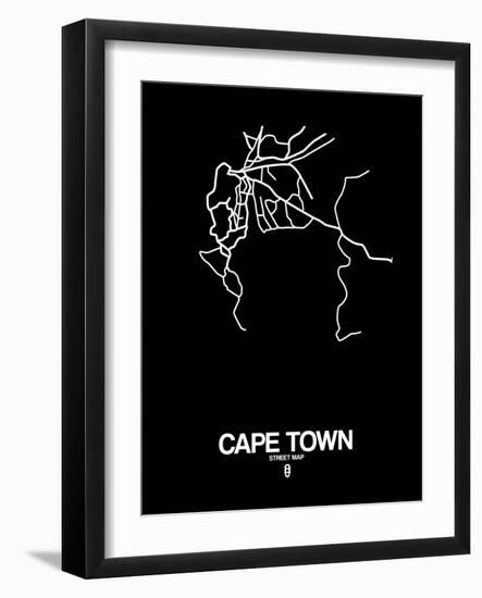 Cape Town Street Map Black-NaxArt-Framed Art Print