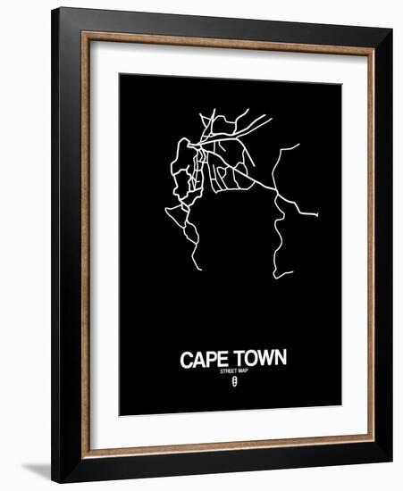 Cape Town Street Map Black-NaxArt-Framed Art Print