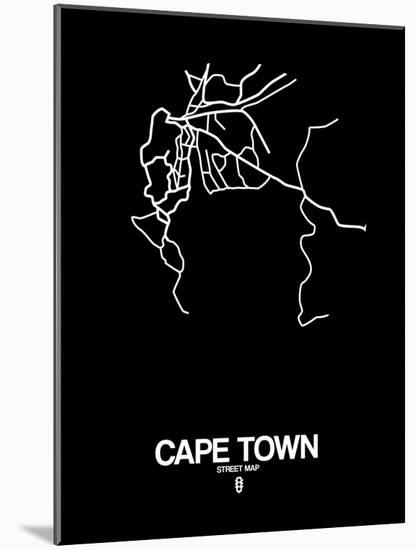 Cape Town Street Map Black-NaxArt-Mounted Art Print