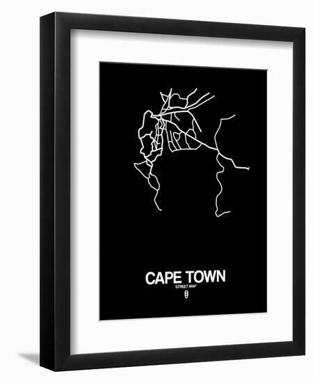 Cape Town Street Map Black-NaxArt-Framed Premium Giclee Print