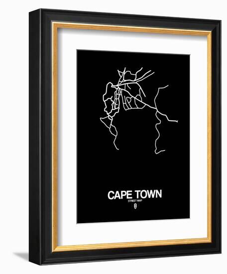 Cape Town Street Map Black-NaxArt-Framed Premium Giclee Print