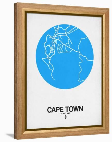 Cape Town Street Map Blue-NaxArt-Framed Stretched Canvas