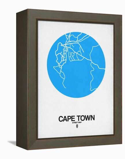 Cape Town Street Map Blue-NaxArt-Framed Stretched Canvas