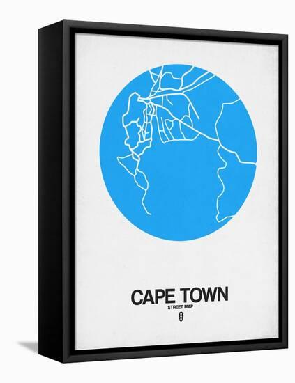 Cape Town Street Map Blue-NaxArt-Framed Stretched Canvas
