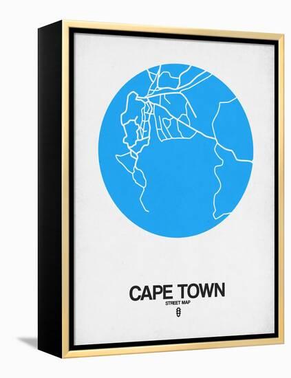 Cape Town Street Map Blue-NaxArt-Framed Stretched Canvas