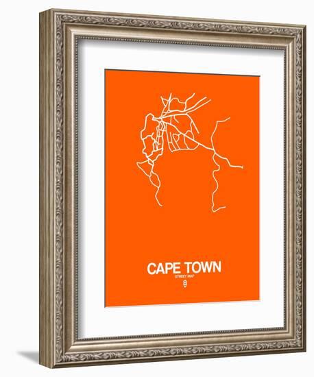 Cape Town Street Map Orange-NaxArt-Framed Premium Giclee Print