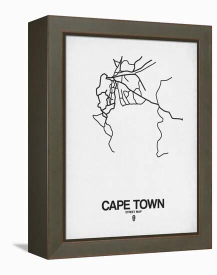 Cape Town Street Map White-NaxArt-Framed Stretched Canvas