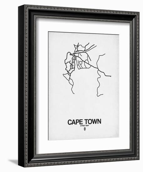 Cape Town Street Map White-NaxArt-Framed Premium Giclee Print