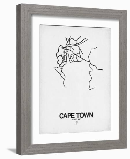 Cape Town Street Map White-NaxArt-Framed Art Print