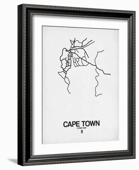 Cape Town Street Map White-NaxArt-Framed Art Print