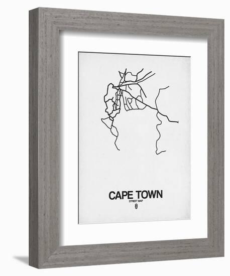 Cape Town Street Map White-NaxArt-Framed Premium Giclee Print