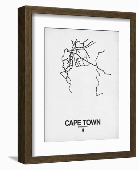 Cape Town Street Map White-NaxArt-Framed Premium Giclee Print