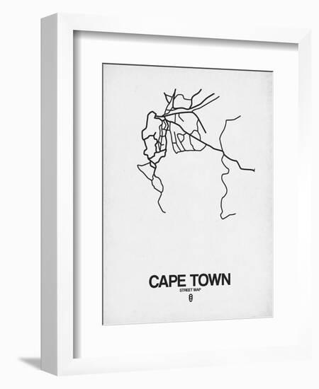 Cape Town Street Map White-NaxArt-Framed Premium Giclee Print