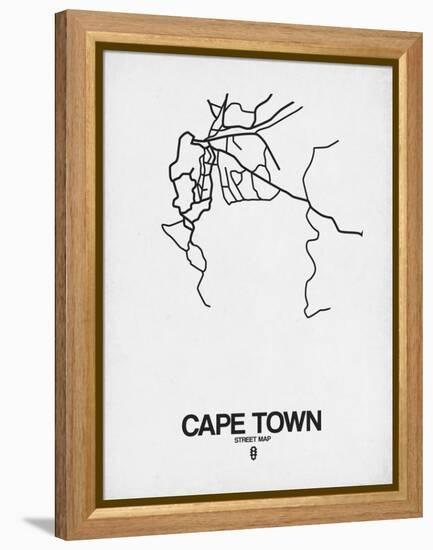 Cape Town Street Map White-NaxArt-Framed Stretched Canvas