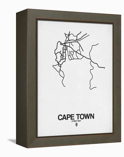 Cape Town Street Map White-NaxArt-Framed Stretched Canvas