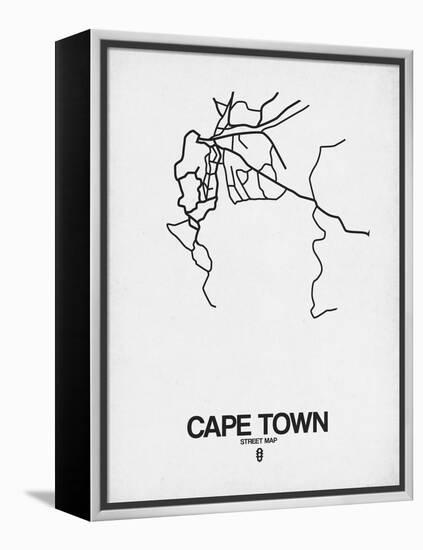 Cape Town Street Map White-NaxArt-Framed Stretched Canvas