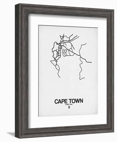 Cape Town Street Map White-NaxArt-Framed Art Print