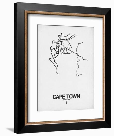 Cape Town Street Map White-NaxArt-Framed Art Print