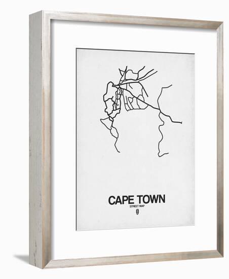 Cape Town Street Map White-NaxArt-Framed Art Print