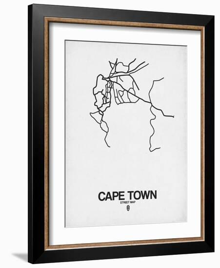 Cape Town Street Map White-NaxArt-Framed Art Print