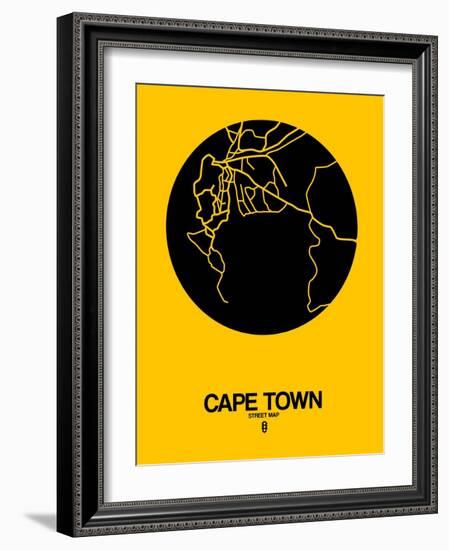 Cape Town Street Map Yellow-NaxArt-Framed Art Print