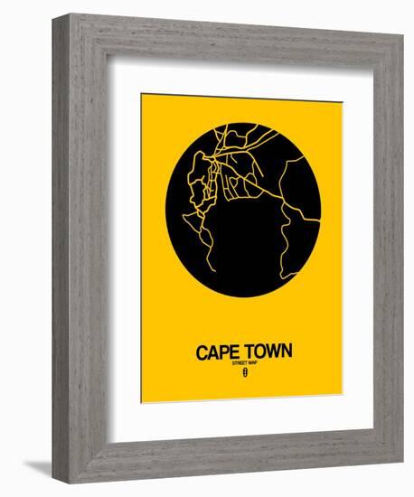 Cape Town Street Map Yellow-NaxArt-Framed Premium Giclee Print