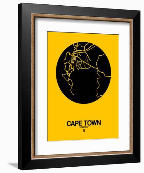 Cape Town Street Map Yellow-NaxArt-Framed Premium Giclee Print