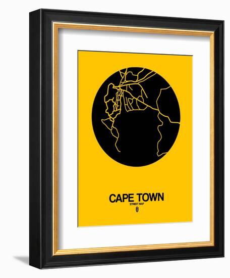 Cape Town Street Map Yellow-NaxArt-Framed Premium Giclee Print