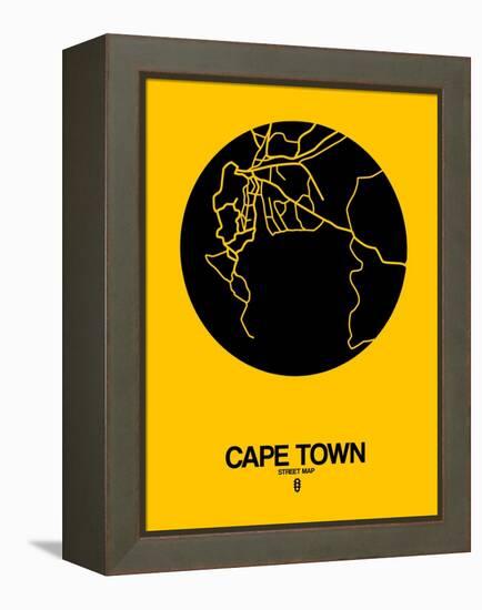 Cape Town Street Map Yellow-NaxArt-Framed Stretched Canvas