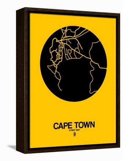 Cape Town Street Map Yellow-NaxArt-Framed Stretched Canvas
