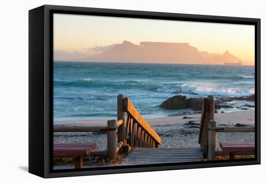 Cape Town, Table Mountain Seen from the Bloubergstrand-Catharina Lux-Framed Premier Image Canvas