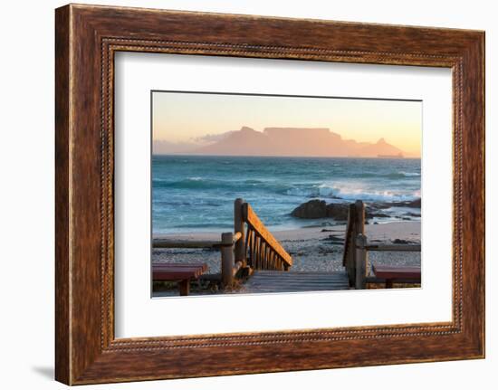 Cape Town, Table Mountain Seen from the Bloubergstrand-Catharina Lux-Framed Photographic Print