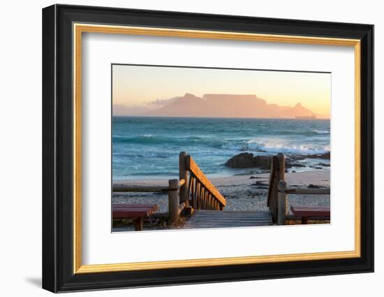 Cape Town, Table Mountain Seen from the Bloubergstrand-Catharina Lux-Framed Photographic Print