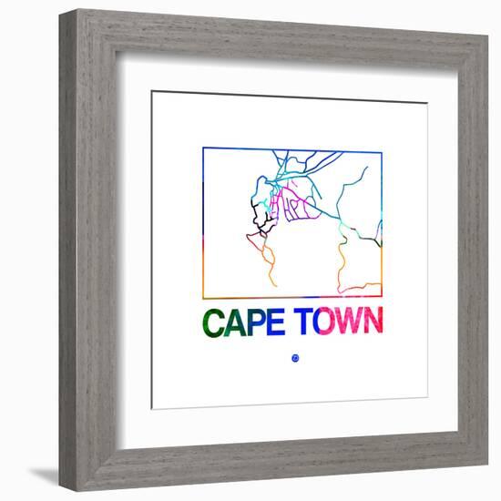 Cape Town Watercolor Street Map-NaxArt-Framed Art Print