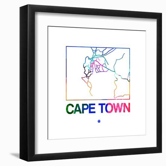 Cape Town Watercolor Street Map-NaxArt-Framed Art Print