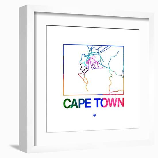 Cape Town Watercolor Street Map-NaxArt-Framed Art Print