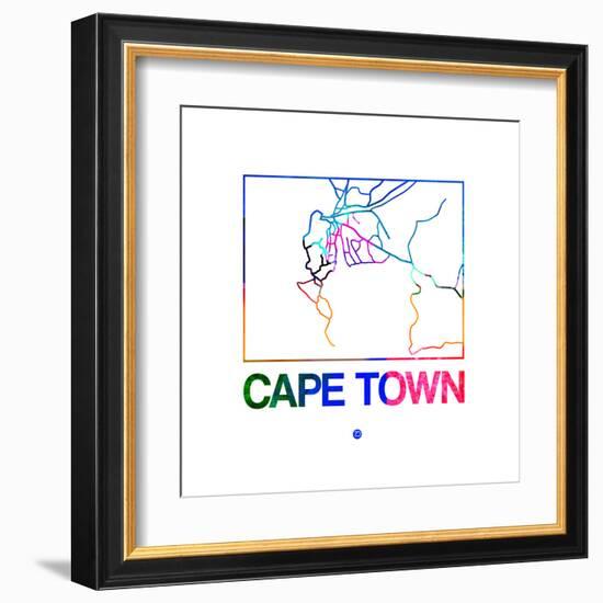 Cape Town Watercolor Street Map-NaxArt-Framed Art Print