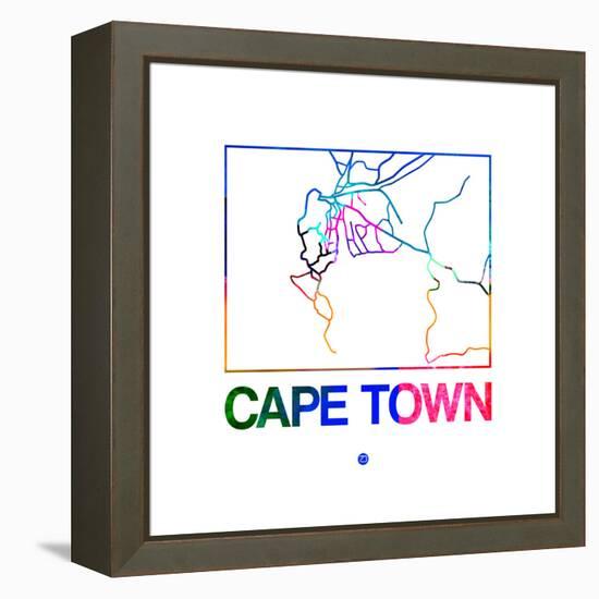 Cape Town Watercolor Street Map-NaxArt-Framed Stretched Canvas