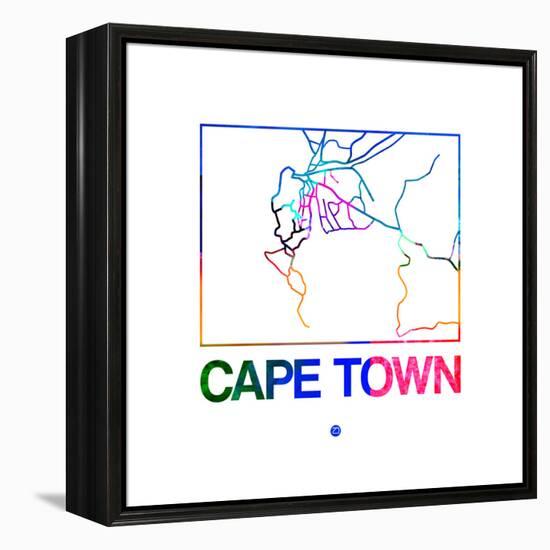 Cape Town Watercolor Street Map-NaxArt-Framed Stretched Canvas