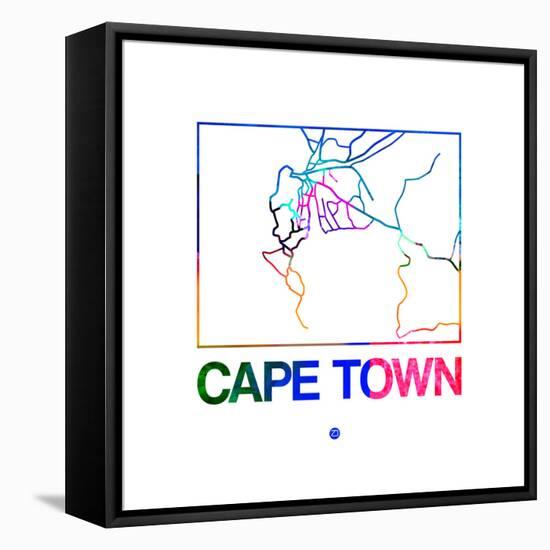 Cape Town Watercolor Street Map-NaxArt-Framed Stretched Canvas