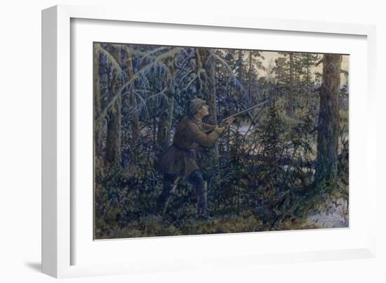 Capercaillie Hunting, 1937-Ernest Ernestovich Lissner-Framed Giclee Print