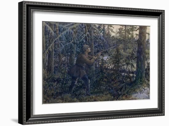 Capercaillie Hunting, 1937-Ernest Ernestovich Lissner-Framed Giclee Print