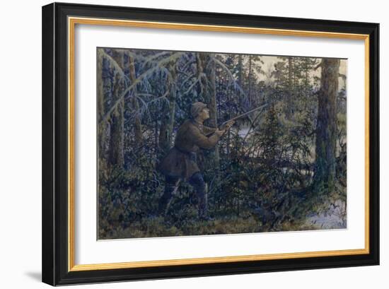 Capercaillie Hunting, 1937-Ernest Ernestovich Lissner-Framed Giclee Print