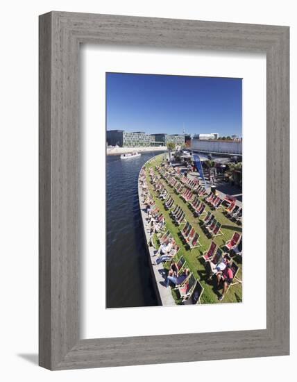 Capital Beach bar at Spreebogen Park, TV Tower, Berlin, Germany, Europe-Markus Lange-Framed Photographic Print