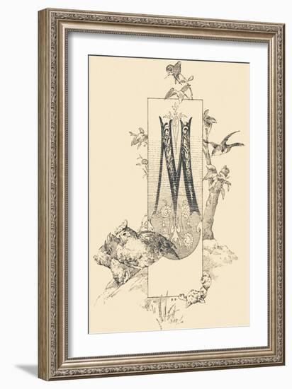 Capital Letter M Decorated with Plant and Animal Motifs .,1880 (Illustration)-Jules Auguste Habert-dys-Framed Giclee Print