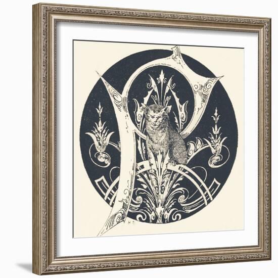 Capital Letter P Decorated with Symmetric Motifs and a Feline., 1880 (Engraving)-Augusta Crofton-Framed Giclee Print