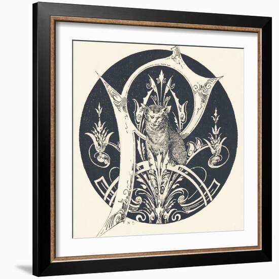 Capital Letter P Decorated with Symmetric Motifs and a Feline., 1880 (Engraving)-Augusta Crofton-Framed Giclee Print