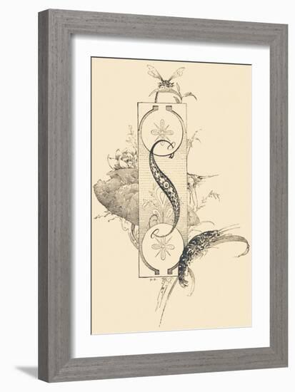 Capital Letter S Decorated with Plant and Crustacean Motifs. ,1880 (Illustration)-Jules Auguste Habert-dys-Framed Giclee Print