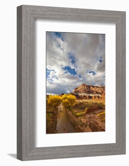 Capital Reef National Park. Autumn Reflections, the Castle and Sulphur Creek-Judith Zimmerman-Framed Photographic Print