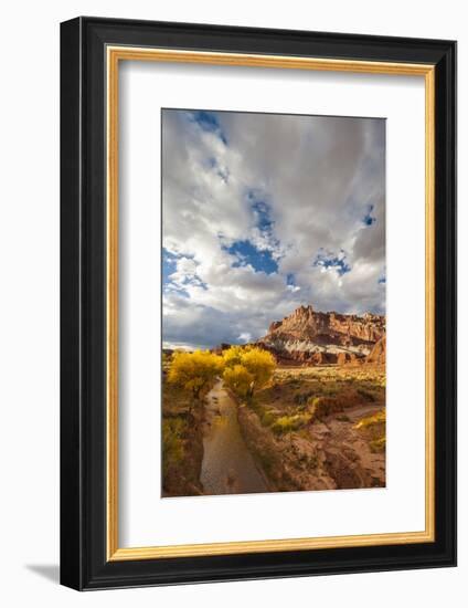 Capital Reef National Park. Autumn Reflections, the Castle and Sulphur Creek-Judith Zimmerman-Framed Photographic Print